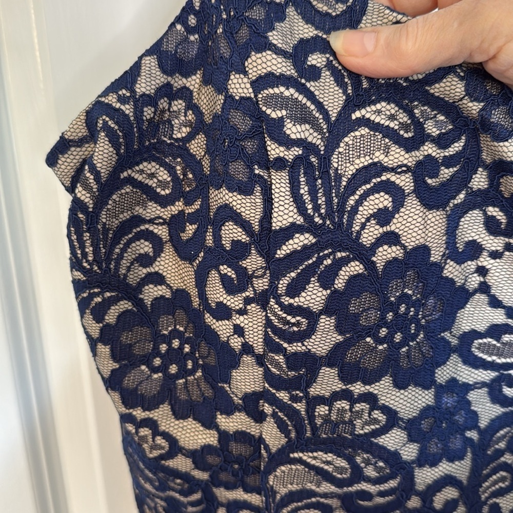 Navy Lace Overlay Dress - Picture 4 of 7